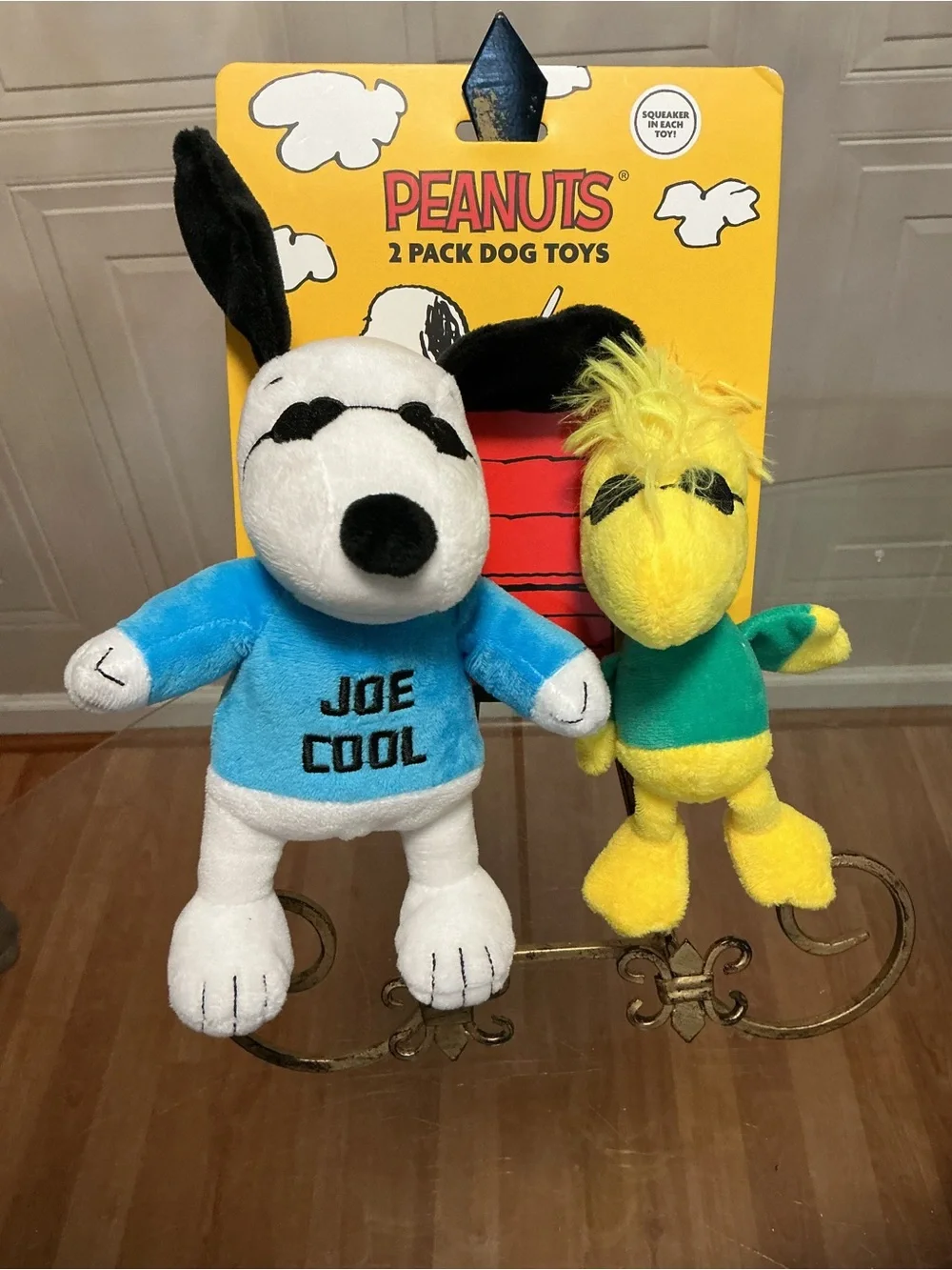 Peanuts Snoopy Joe Cool and Woodstock 2 Pack Plush Squeaker Dog Toys New